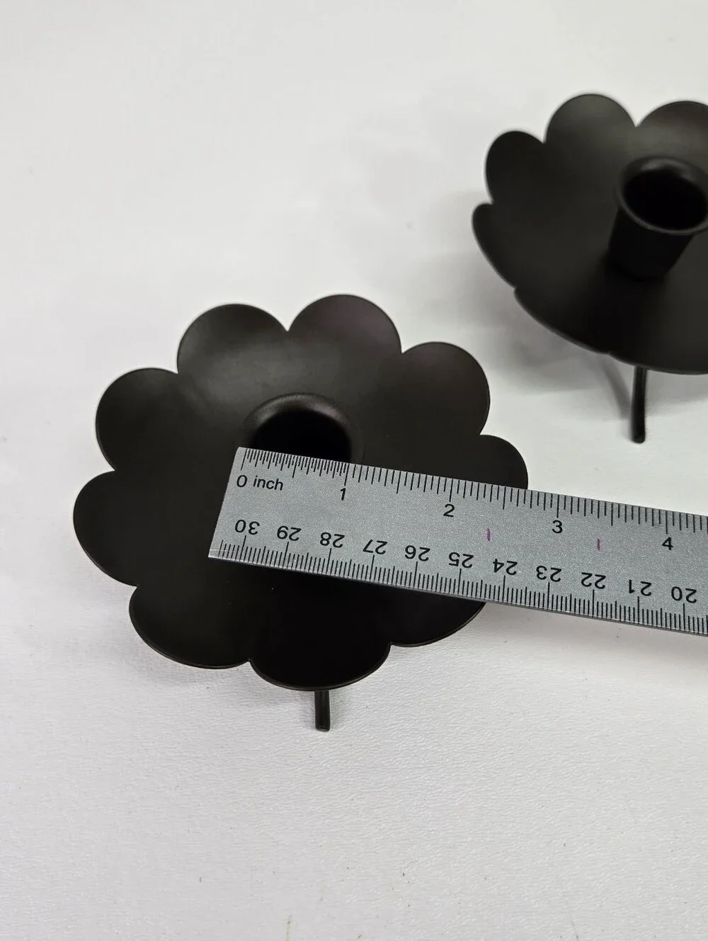 PartyLite Black Metal Scallop Flower Taper Candle Holders Creative Capers Set 2